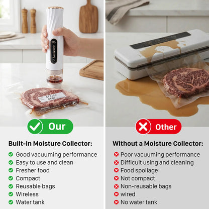 Vacuum Sealer for Food with Visual Water Storage Tank, Handheld Saver Vacuum Sealer Machine with 30 Reusable Bags for 5X Preservation & Fresh