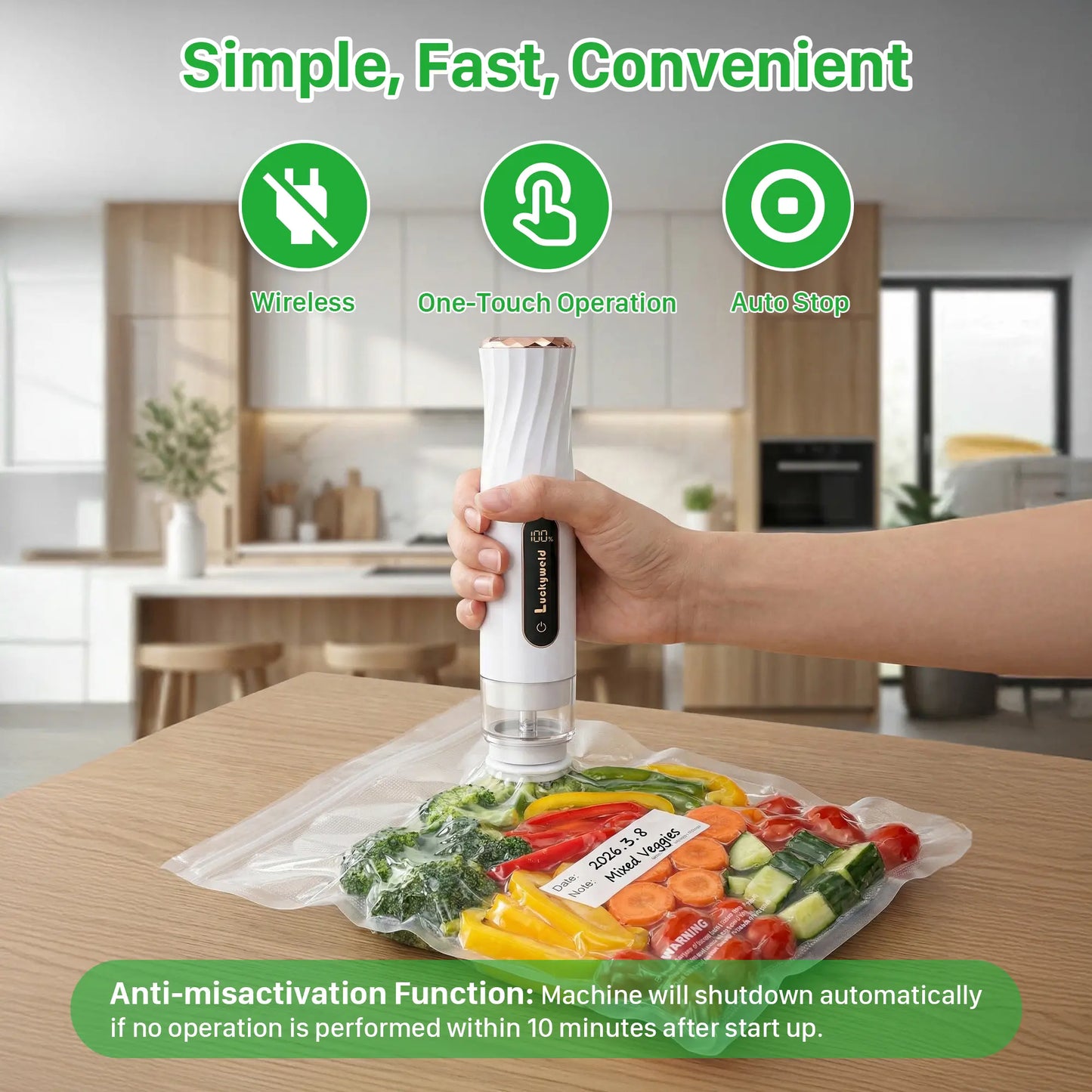 Vacuum Sealer for Food with Visual Water Storage Tank, Handheld Saver Vacuum Sealer Machine with 30 Reusable Bags for 5X Preservation & Fresh