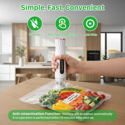 Vacuum Sealer for Food with Visual Water Storage Tank, Handheld Saver Vacuum Sealer Machine with 30 Reusable Bags for 5X Preservation & Fresh
