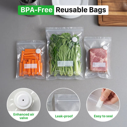 Vacuum Sealer for Food with Visual Water Storage Tank, Handheld Saver Vacuum Sealer Machine with 30 Reusable Bags for 5X Preservation & Fresh