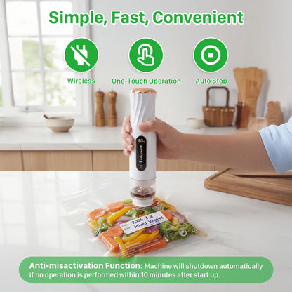 Vacuum Sealer for Food with Visual Water Storage Tank, Handheld Saver Vacuum Sealer Machine with 30 Reusable Bags for 5X Preservation & Fresh